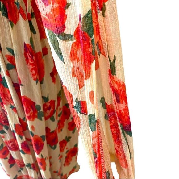 Floral Maxi Dress Orange Poppies Size Medium  Large - Picture 6 of 6